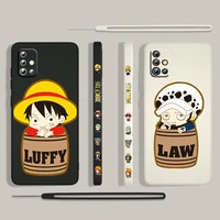 anime one piece luffy for samsung galaxy a73 a53 a33 a52 a32 a22 a71 a51 a21s a03s a50 5g liquid left rope phone case capa cover