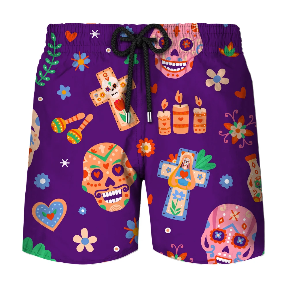 

2022 Men's And Women's Casual Shorts Summer New Men's And Women's Skull Camouflage Running Sports Five-point Pants