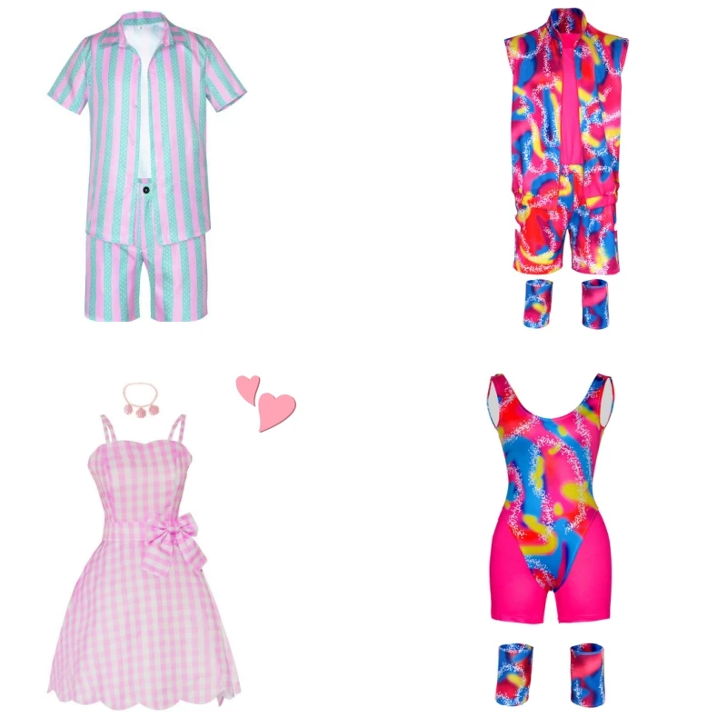 

Movie Barbie Cosplay Costume for Women Ken Ryan Gosling Cosplay Costume for Men Top Pants Halloween Role Play Party Costume