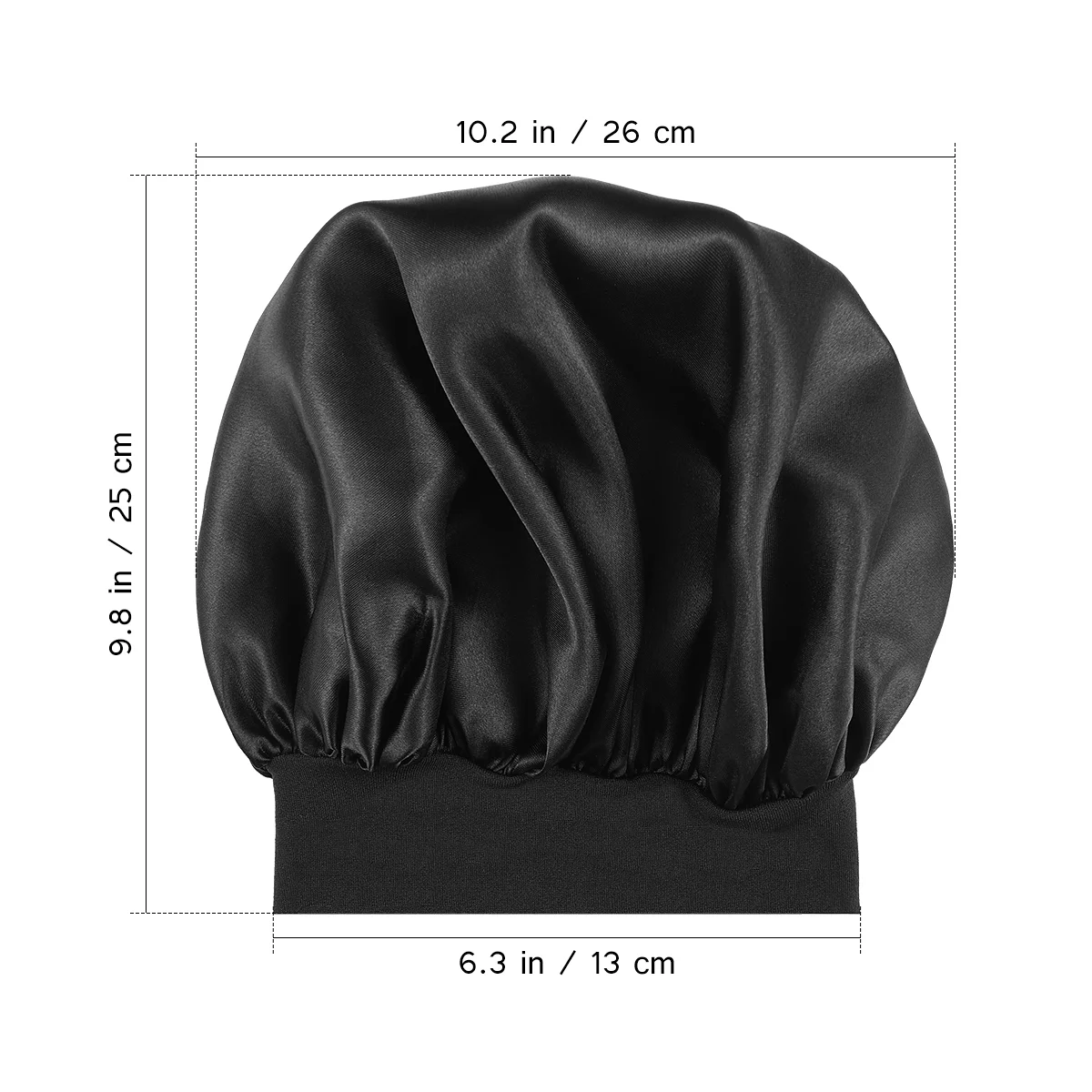Black Wide Side Sleeping Cap for Women - High Resilience Lined Hair Bonnet for Sleep