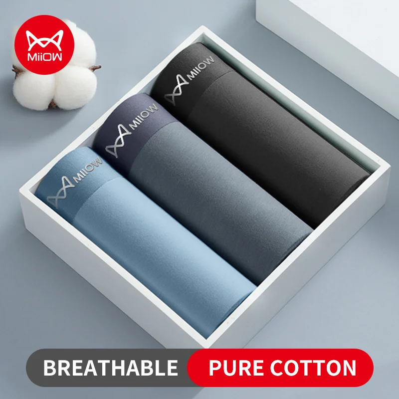 MiiOW мужские хлопковые боксеры антибактериальное нижнее белье со средней талией