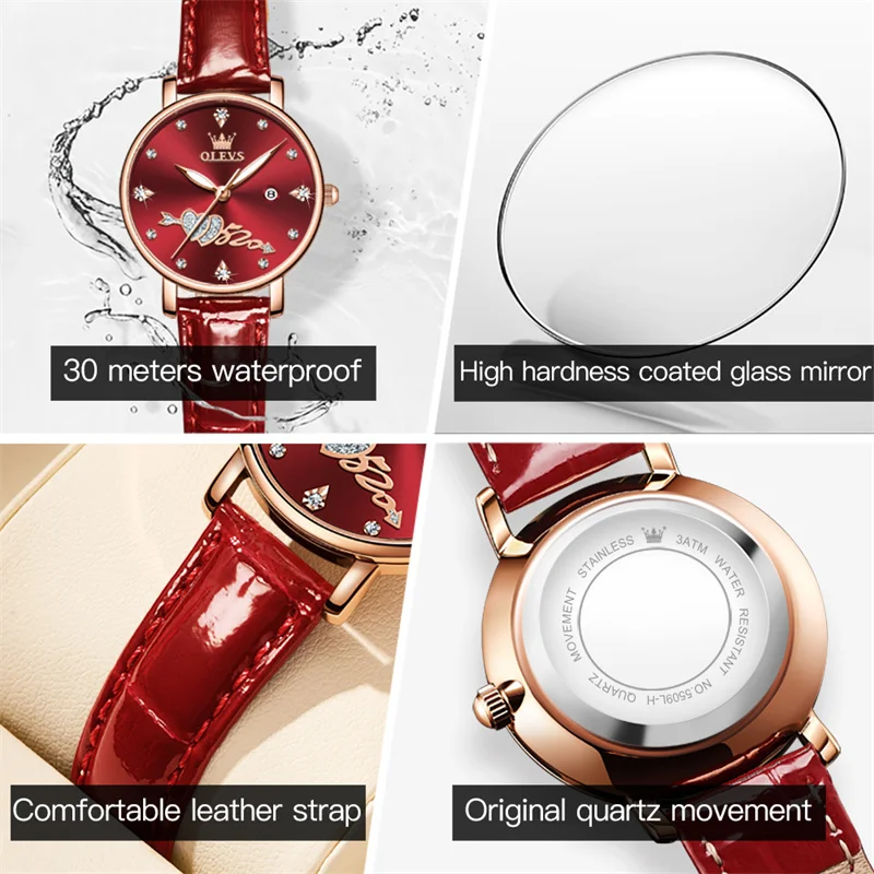 OLEVS Women Luxury Brand Watch 2023 Rose Gold Women Wrist Watch Quartz Diamond Ladies Watches Female Clock Reloj Mujer enlarge