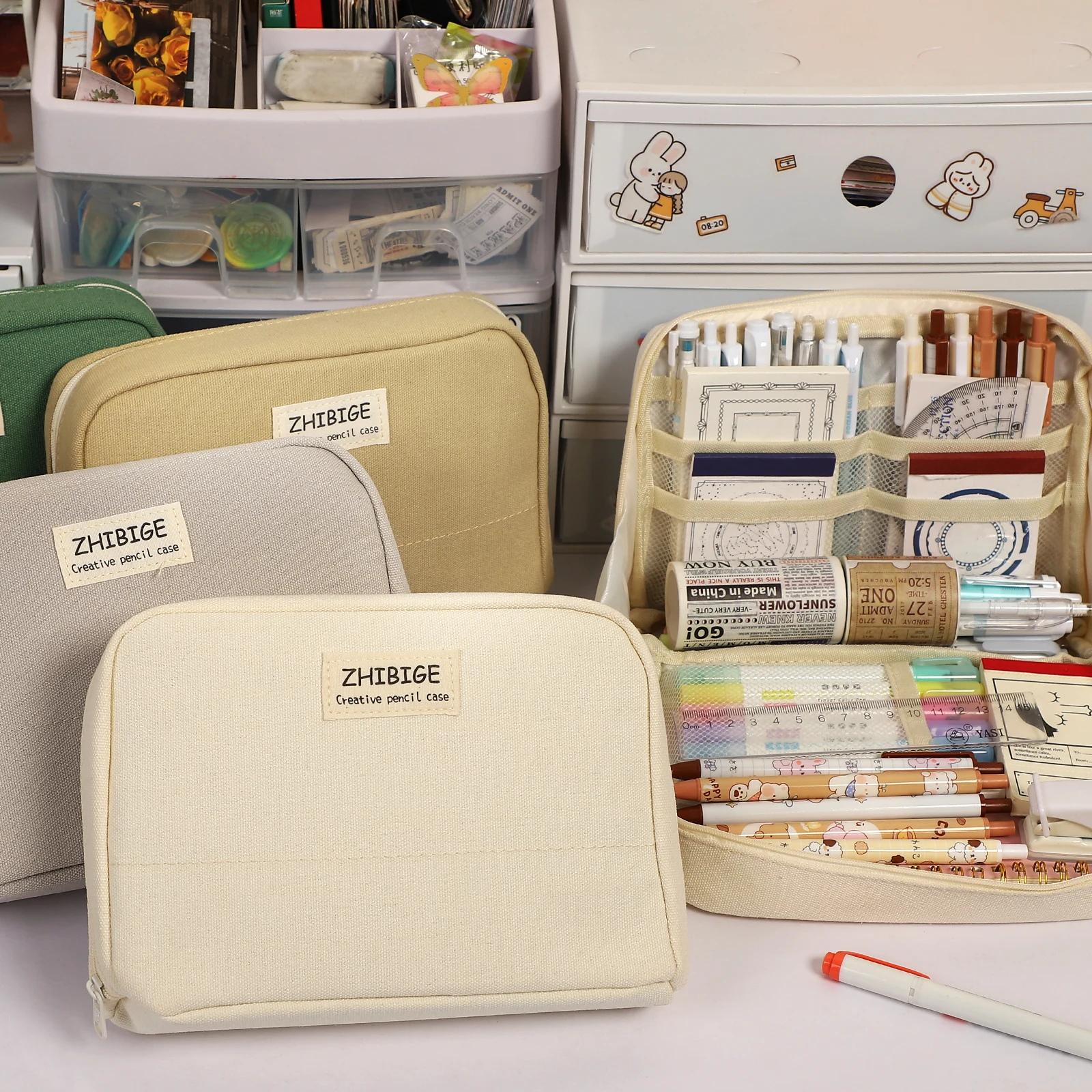 

Case Creative Storage Canvas Pencil 1 Case Student Supplies Pc Large-capacity Multi-functional Pencil Stationary