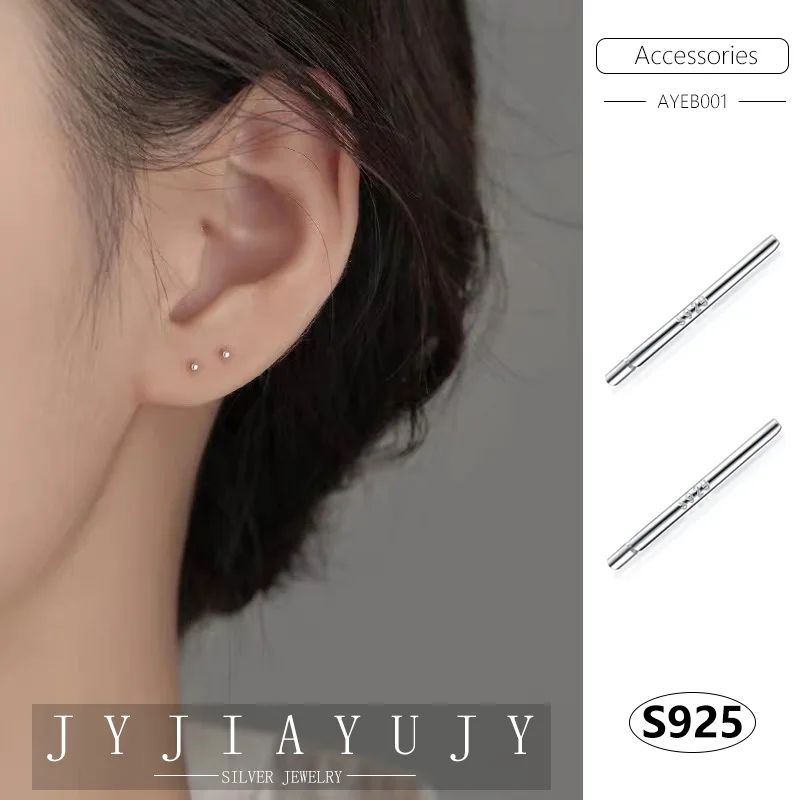 

JYJIAYUJY 100% S925 Sterling Silver Stud Earrings Accessories DIY Needle Fashion Hypoallergenic Jewelry Gift AYEB001