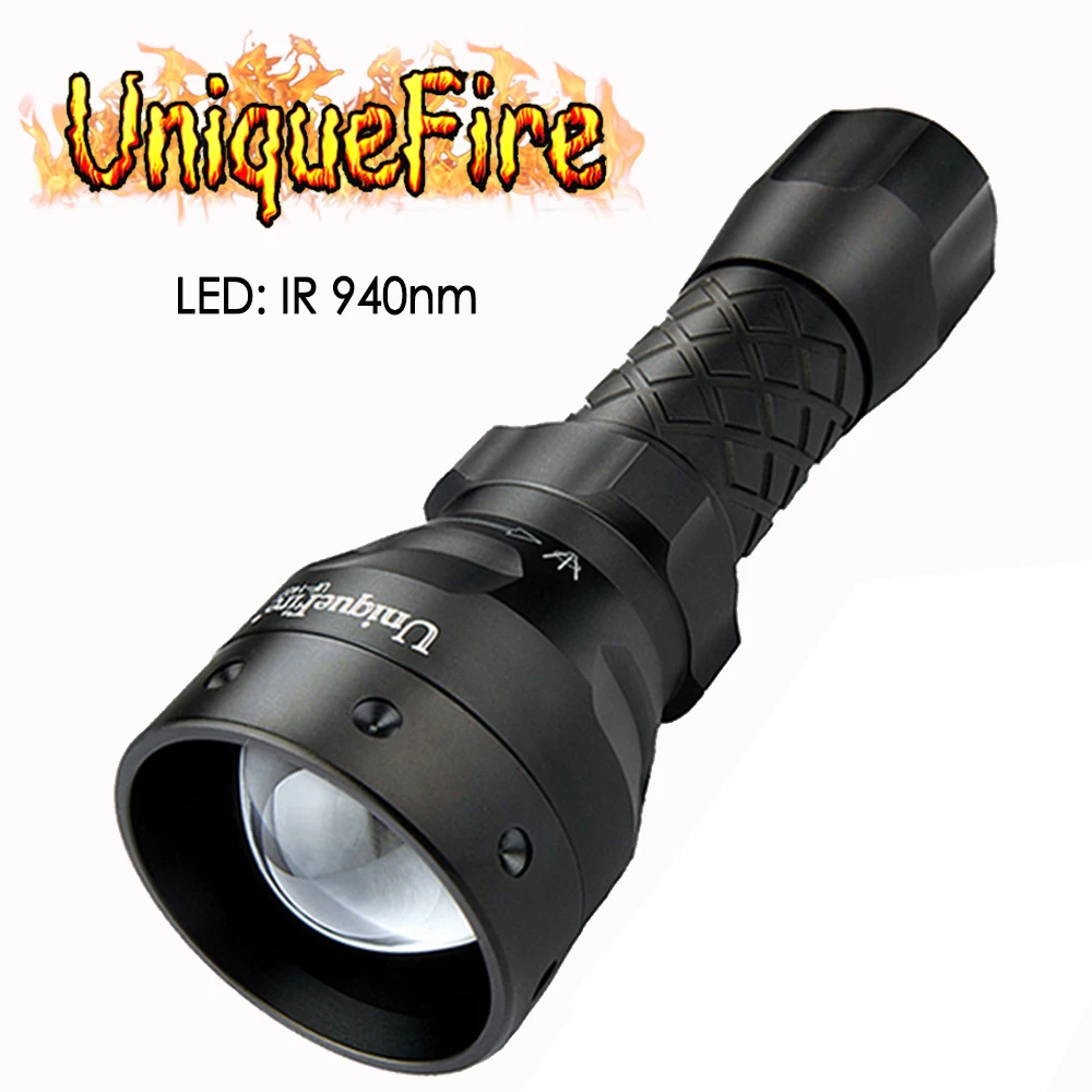 

UniqueFire 1407 IR 940nm LED Flashlight Infrared Light Adjustable Zoom 30mm Convex Lens Torch 3 Modes For Night Outdoor Hunting