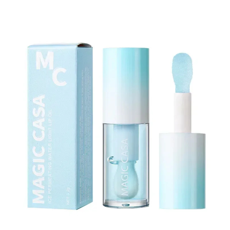 5Colors Orange Straberry Lip Oil Long Lasting Non-sticky Moisturizing Tint with Plumper Hydrating Skin Care Serum MakeUp