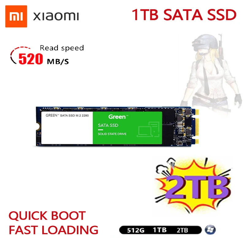 

Xiaomi Original Solid State Drive 1TB 2TB High Speed SSD SATA3.0 3D Read Write External Mobile Solid State Drive MSATA Interf