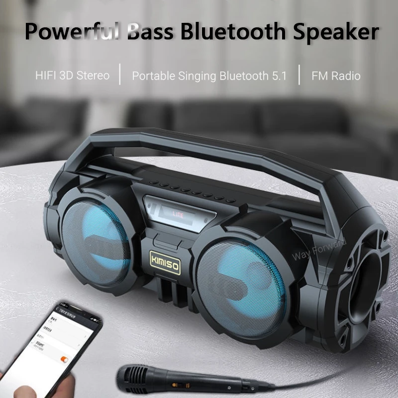 Outdoor Portable High-Power Bluetooth Speaker Wireless Multi-Function Subwoofer BoomBox Bass Column With Microphone Soundbar