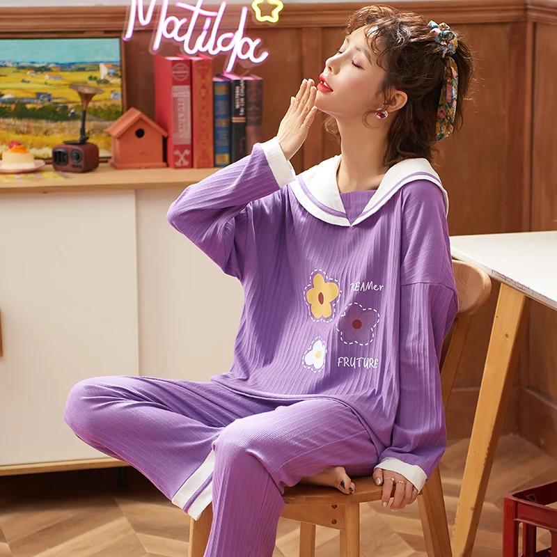 

Long Sleeve Cotton Pajamas Set Princess Style Sleepwear Spring Women Nightwear Casual Home Cloth Soft Comfortable Pajamas Set