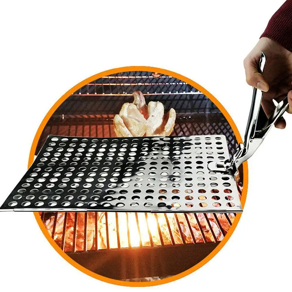 2021 New Steel Bbq Grate Lifter Gripper Anti-hot Plate Tool Clamp Pan M8y1 | Дом и сад