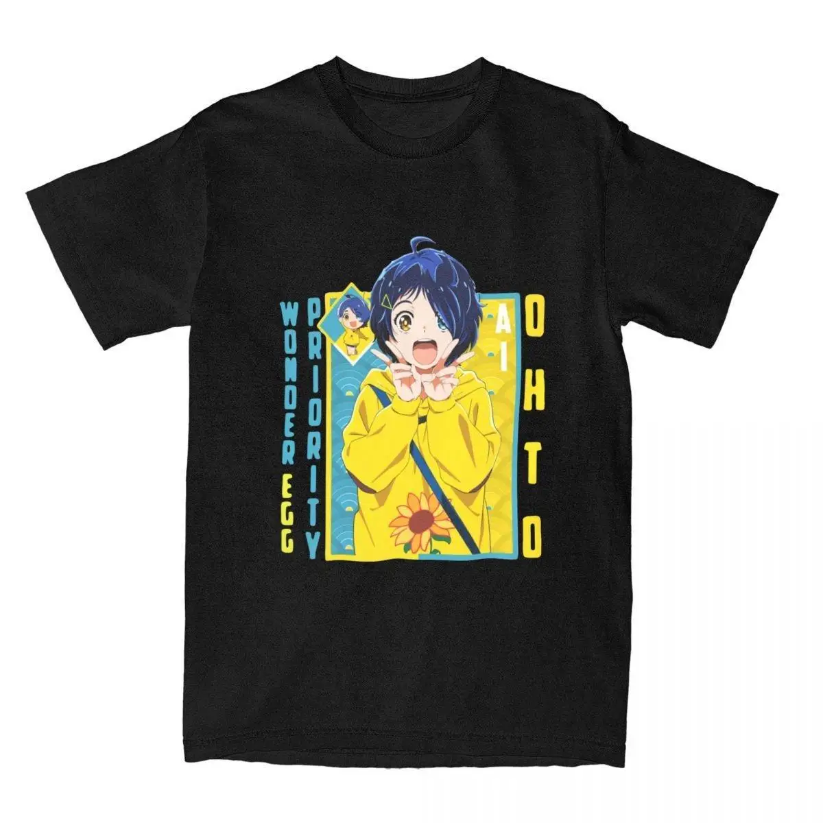 Funny Wonder Egg Priority Ai Ohto T-Shirts Men Round Collar 100% Cotton T Shirts Anime Short Sleeve Tees Unique Tops