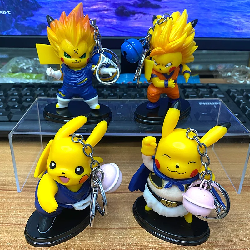 

4pcs/Set Anime Pokemon Pikachu Cos Gk Action Figure Small Ornament Figurines Keychain Doll Model Pvc Birthday Gift For Children