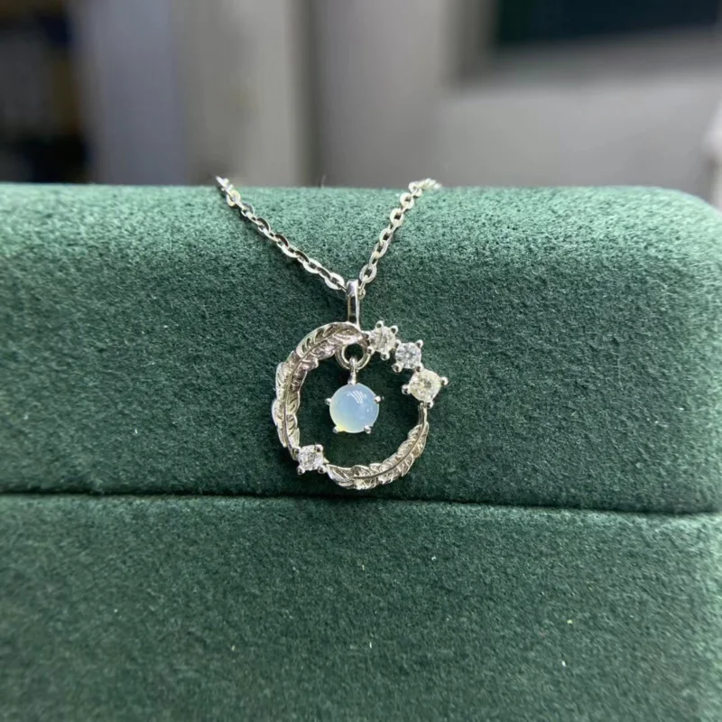 

S925 Sterling Silver Color Gem Natural Gem Moonstone Women's Necklace Women's Fashion Personality Jewelry Party Holiday Gift