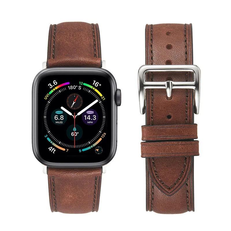 Vintage Italian Genuine Leather Loop For Apple Watch Band 45mm 41mm 44mm 40mm 42mm 38mm Series 7 6 SE 5 4 3 iWatch Strap
