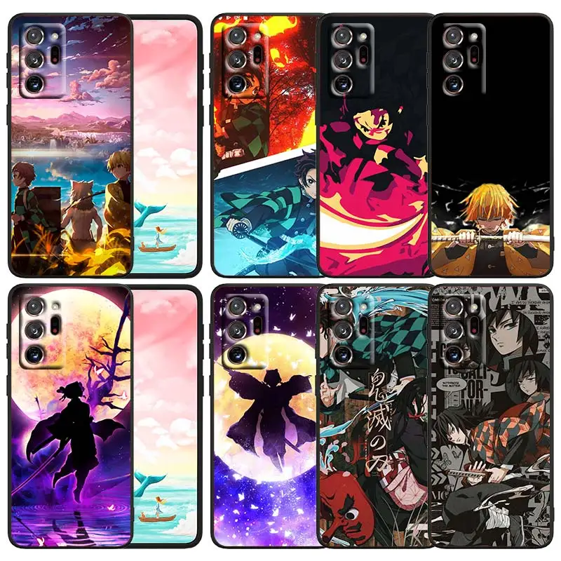 

Anime Art Demon Slayer Phone Case Black For Samsung Note 20 10 9 Ultra Lite Plus A73 A70 A20 A10 A8 A03 F23 M52 M21 j7 j6