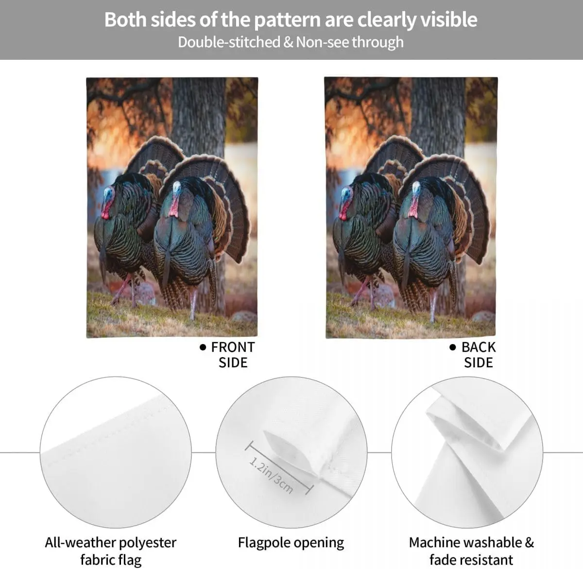 Флаг Ansouyi Два индейки на траве 12&quotx18&quot