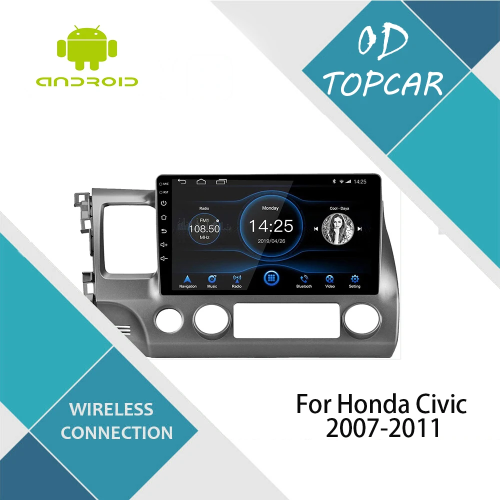 Автомагнитола на Android 12 стерео 10 1 дюйма GPS-навигация Bluetooth USB-плеер для Honda Civic 2007-2011