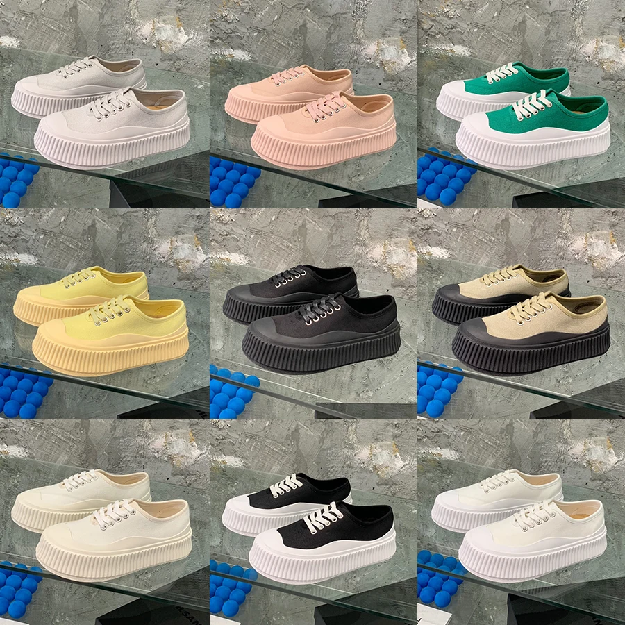 

22 High-quality Simplicity jil sander Logo version on outsole Leather foot pad foot pad logo Raised sole Casual scanvas shoes