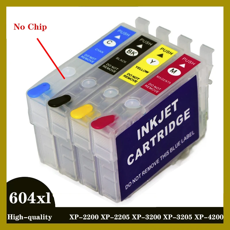 

T604 604XL Empty Refillable Ink Cartridge for Epson XP-2200 XP-2205 XP-3200 XP-3205 XP-4200 XP-4205 WF-2910DWF WF-2950 no chip