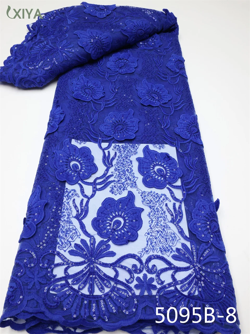 

XIYA LACE African French Tulle Lace Fabric Milk Silk Lace with Sequins Embroidery Nigerian Tissue Cord Lace Fabric APW5095B