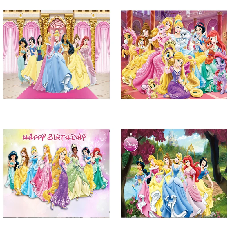 

Aurora Belle Jasmine Ariel Snow White Cinderella Disney Princess Theme Birthday Party Supplies Baby Shower Kid Background Prop