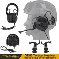 gen5 tactical sound pickupnoise reduction headset with helmet rail adapter head mountedhelmet mounted communication headphone