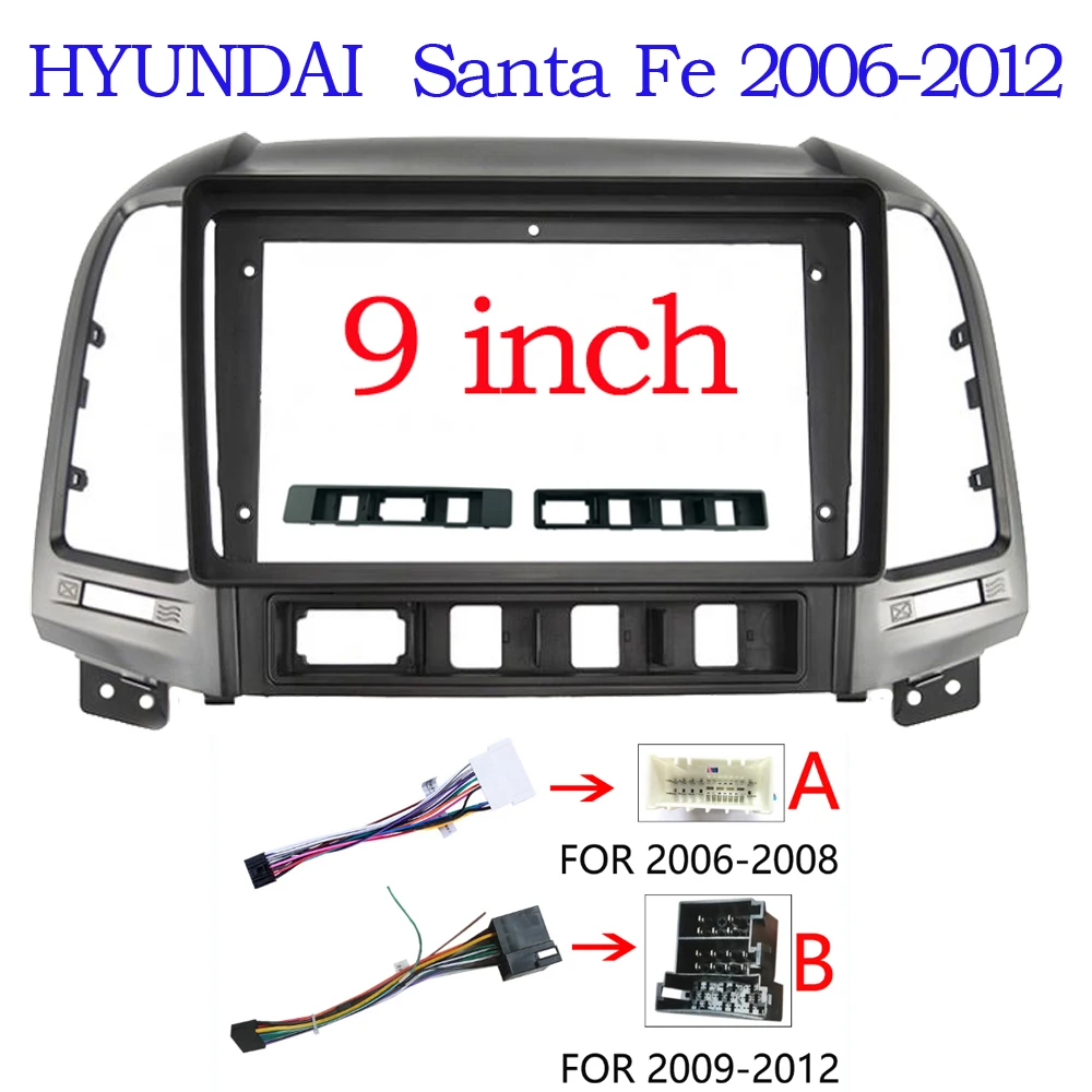 2 Din Автомобильное радио GPS Пластиковая рамка фасции и кабель для HYUNDAI Santa Fe IX45 2006 2008 2009 2010 2011 2012 Комплект крепления на панель приборов.