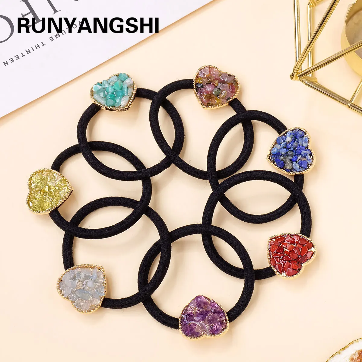 5 шт./упаковка аксессуары для волос с натуральным камнем