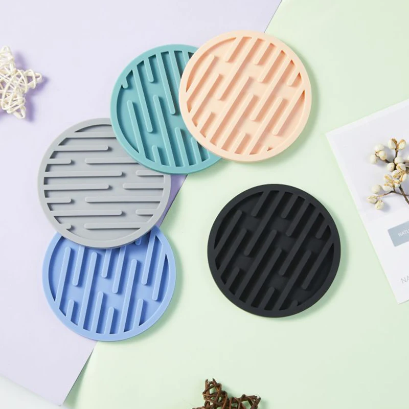 

Food Grade Silicone Cup Coaster Silicone Coaster Cup Pad Slip Insulation Pad Cup Mat Hot Drink Holder Home Kitchen Accessories