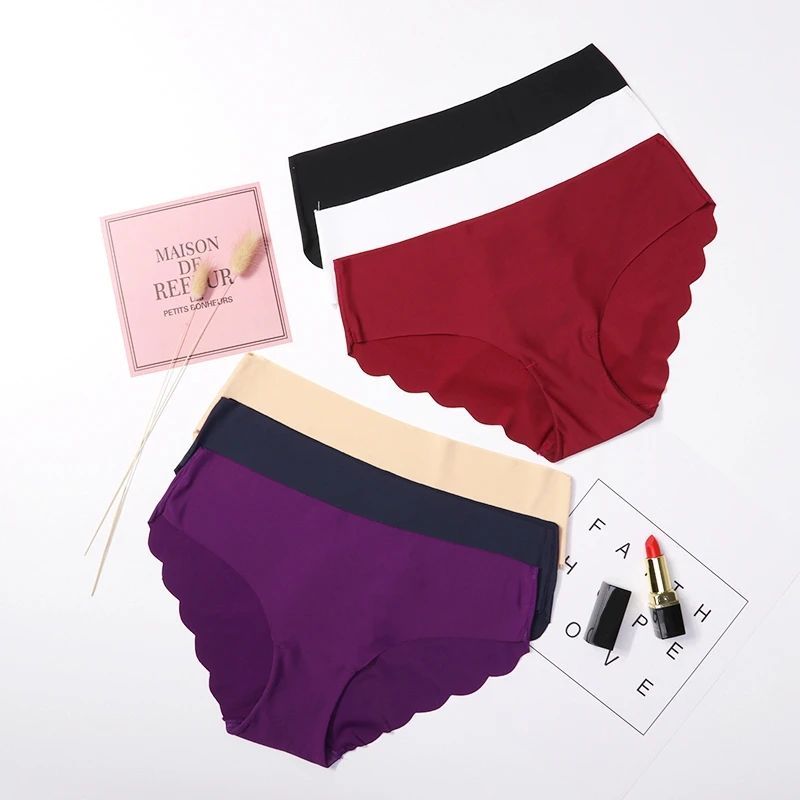 3 шт./лот женские бесшовные трусики однотонное ультратонкое нижнее белье