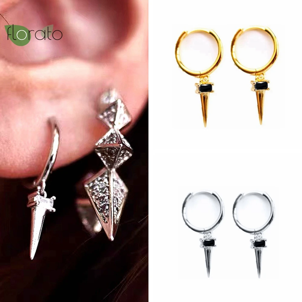 

925 Sterling Silver Needle Vintage Tapered 18K Gold Earrings Premium Silver Hoop Earrings for Women Party Trend Jewelry Gifts