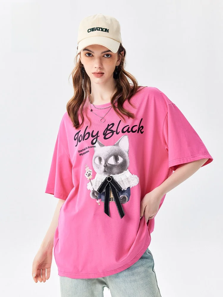 [Vanilla] A02 Свободная универсальная женская футболка с круглым вырезом лето 2023