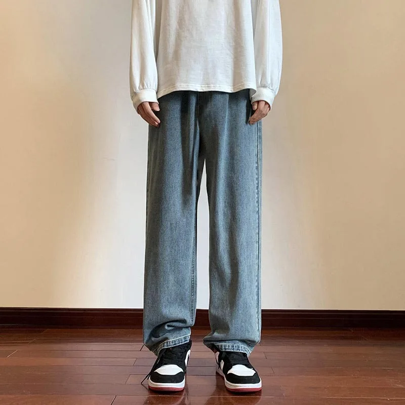 5 Colors Baggy Jeans Men Fashion Casual Loose Straight Jeans Men Streetwear Hip Hop Wide Legs Denim Pants Mens Trousers M-2XL