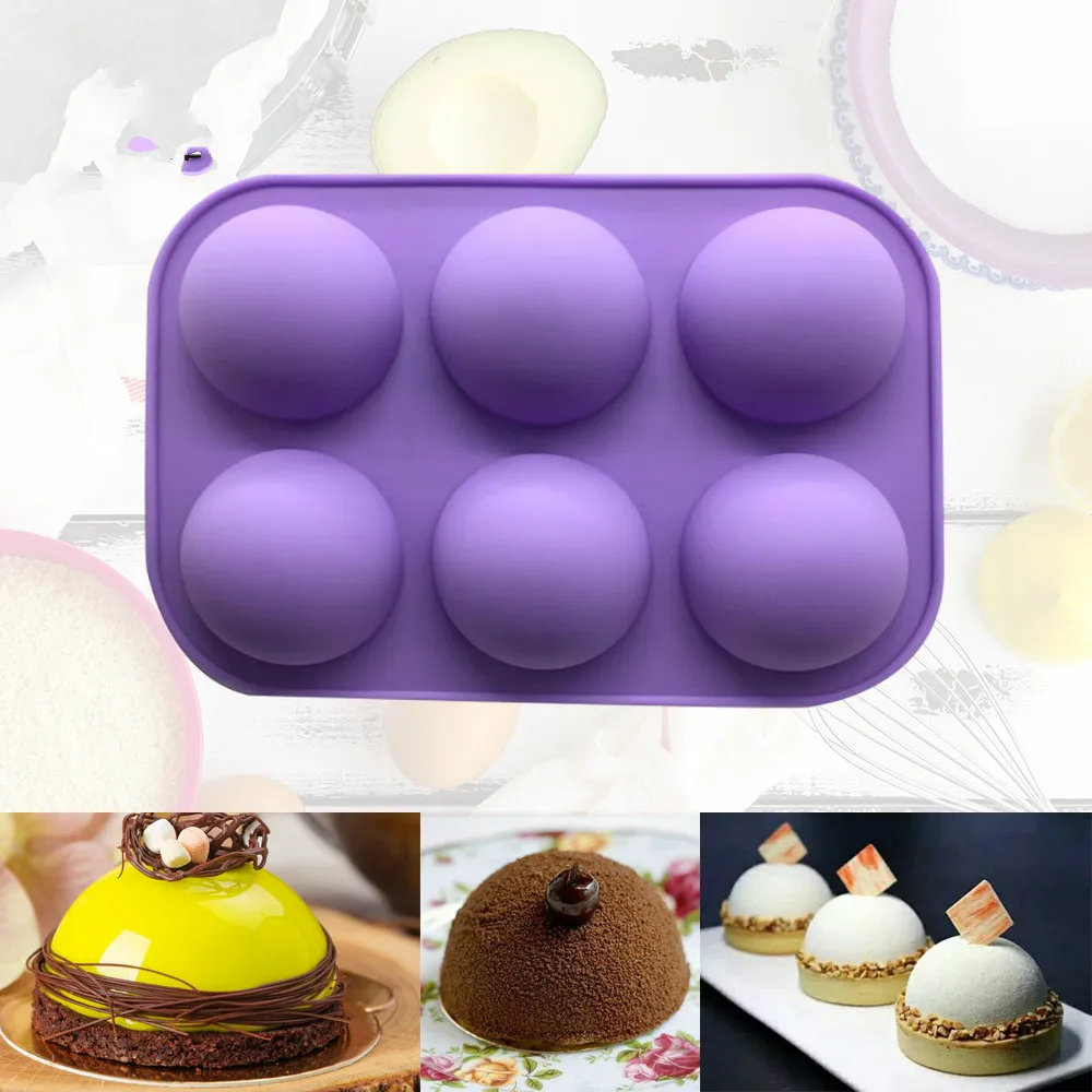 

6-hole Silicone Baking Mold, Used for Baking 3D Baking Utensils, Chocolate Hemispherical Cake Mold, Cake Kitchen Tools
