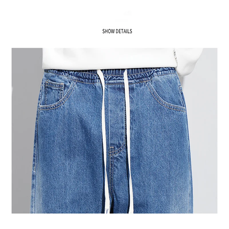 Джинсы Y2K мужские прямые свободные мешковатые джинсовые брюки с эластичным