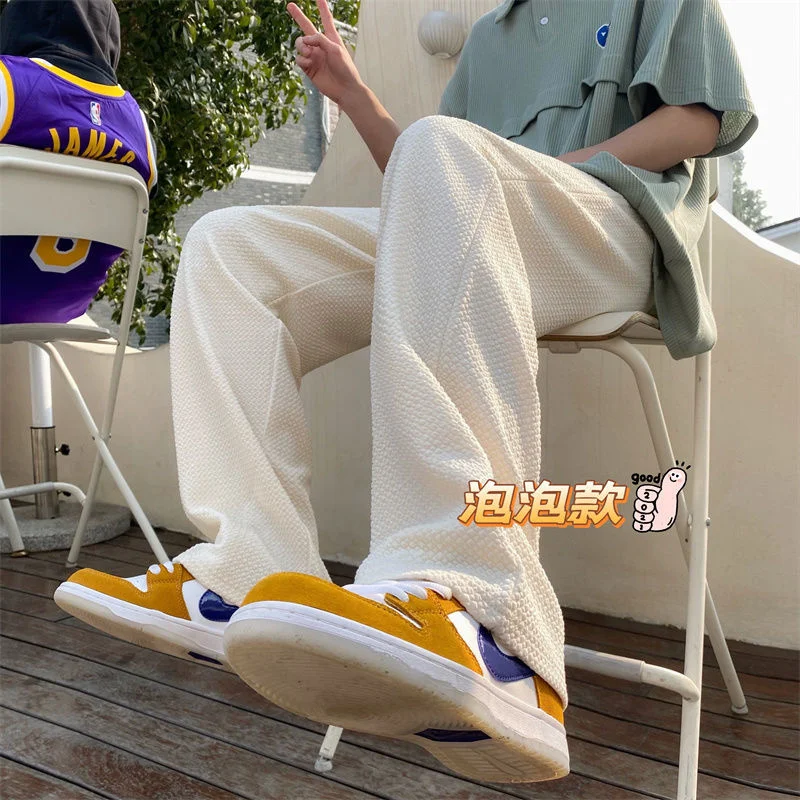 

Spring Pleated Pants Men's Korean Casual Pants Men's Fashion Loose Straight Pants Men's Streetwear Wide Leg Sweatpants M-2XL