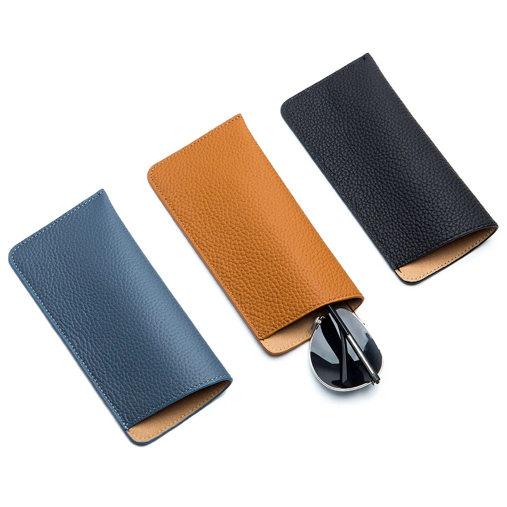 

Genuine Leather Glasses Bag Case For Man Women Sunglasses Storage Holder Pouch Ultra-thin Eyeglasses Box Eyewear Protector