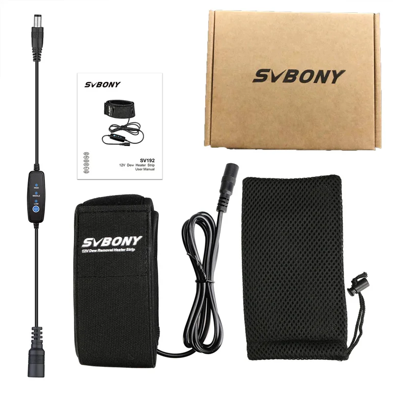 SVBONY SV192 Нагревательная лента Black Dew 12 В 480 мм/560 мм с трехскоростным регулятором для