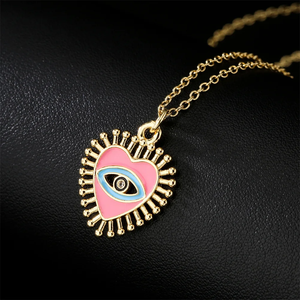

European and American New Products Personalized Oil Drop Love Devil Eye Pendant Necklace for women