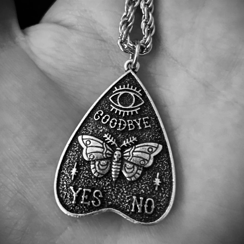 Ouija Pendant - Ouija Planchette Necklace - Planchette Necklace - Moth Pendant - Ouija Board Necklace - Witchcraft Jewelry