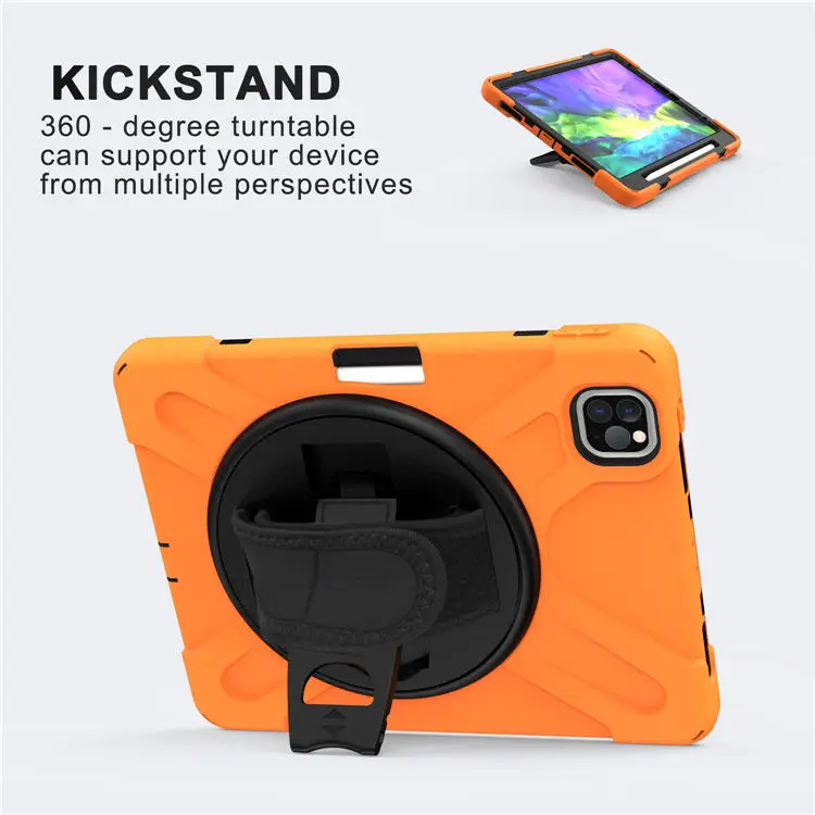 Ipad Case Shockproof Drop Resistance Anti-Dust Silica Gel Handheld 360 Degrees Crossbody for iPadPro 11 inch Air4 10.9 Air5 10.9