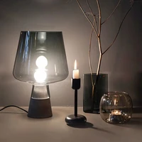 Gray Glass Desk Lamp For Corridor Living Room Study Bedroom Dining Coffee Table Bedside Cement Base  Desktop Decorative Lights