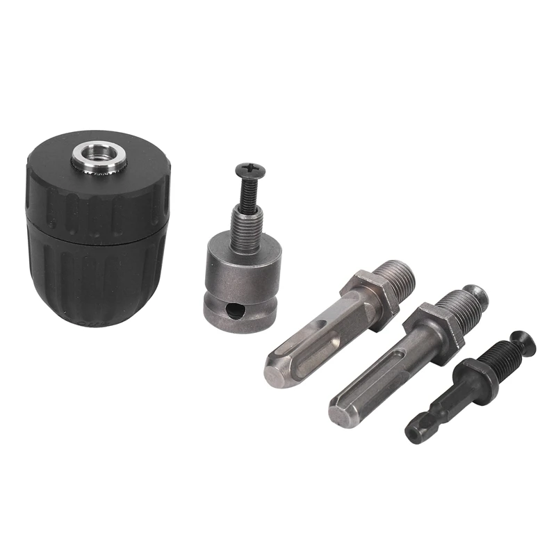 

3/8-24UNF Keyless Drill Chuck Converter Conversion Tool With Hex Round Square Shank For Impact Hammer Electric Wrench