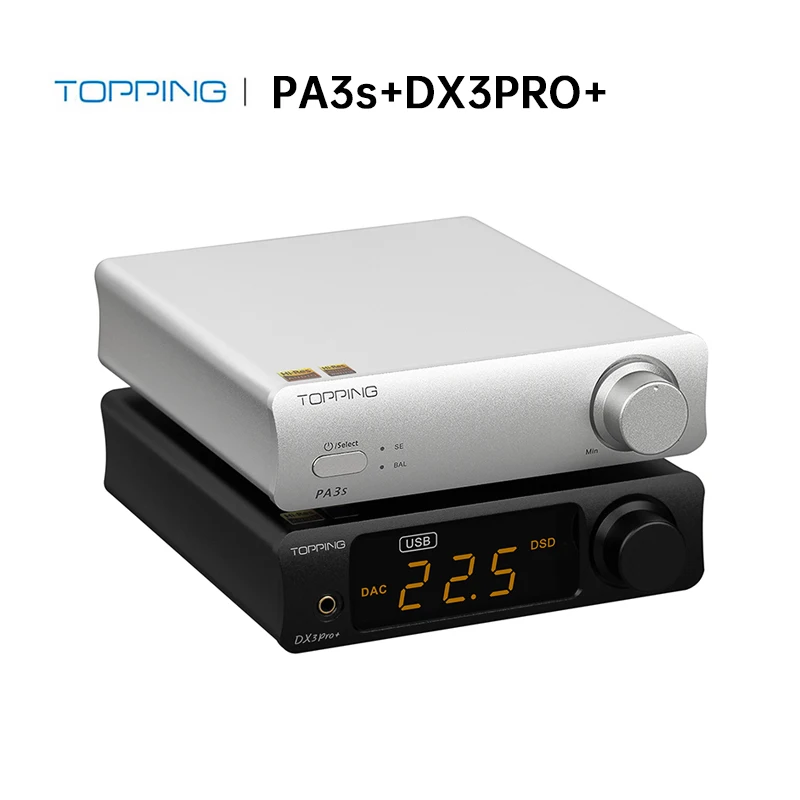 TOPPING DX3 Pro+ with TOPPING PA3s,80W power amplifier TRS balanced input,Audio DAC ES9038Q2M,XMOS Bluetooth headphone amplifier
