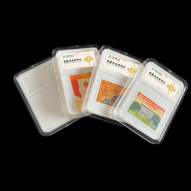 

Stamp box Postage display case Holders with Label Position Hard Card Sleeves Storage Box for Stamp Standard Collector