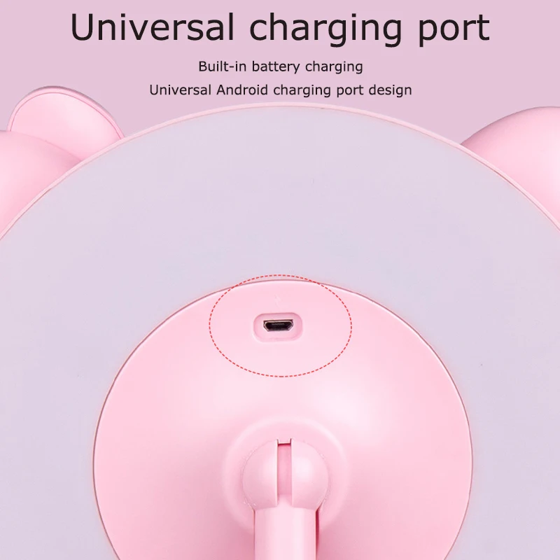 Зеркало для макияжа со светодиодной подсветкой милое розовое круглое зеркало