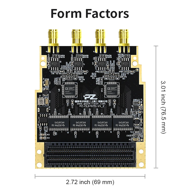 Puzhi PZ-FL9767D FMC Дочерняя карта Четырехканальный высокоскоростной АЦП 14 бит 125 MSPS AD9767