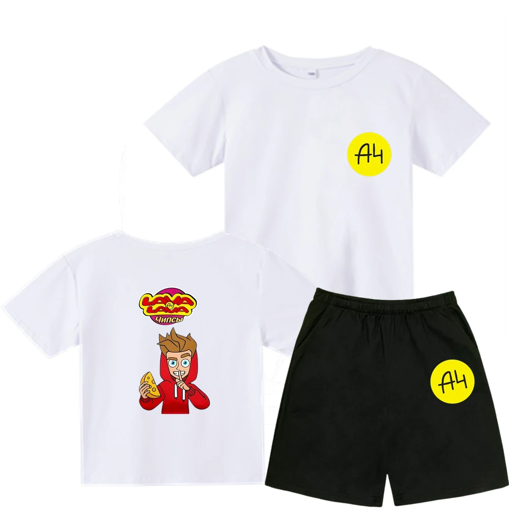 Фото Футболка Merch A4 подходит для одежды для девочек, детская футболка для мальчиков, топы с круглым вырезом и короткими рукавами, летняя футболка для отдыха 2–12 лет №3