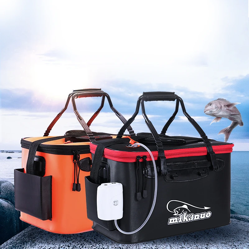 

EVA Fishing Box Breathable Fishing Bucket Live Fish Box Collapsible Outdoor Camping Water Container Fishing Storage Bag No Pump