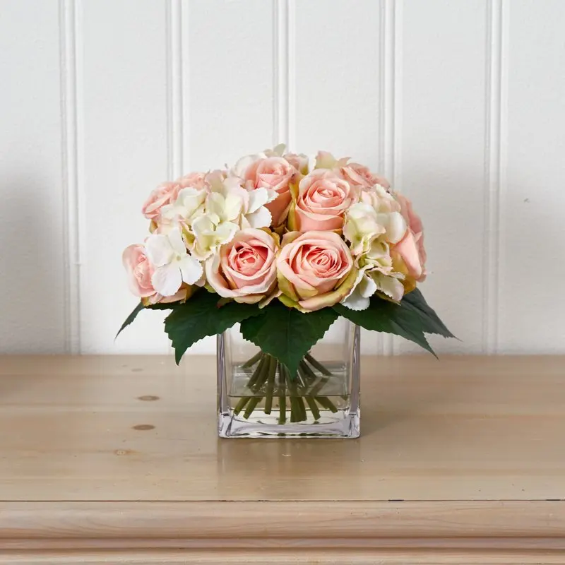 

Elegant and Stylish Artificial Hydrangea Bouquet Flower Arrangement in a Vase - An Ideal Decorative Accent for Any Room!